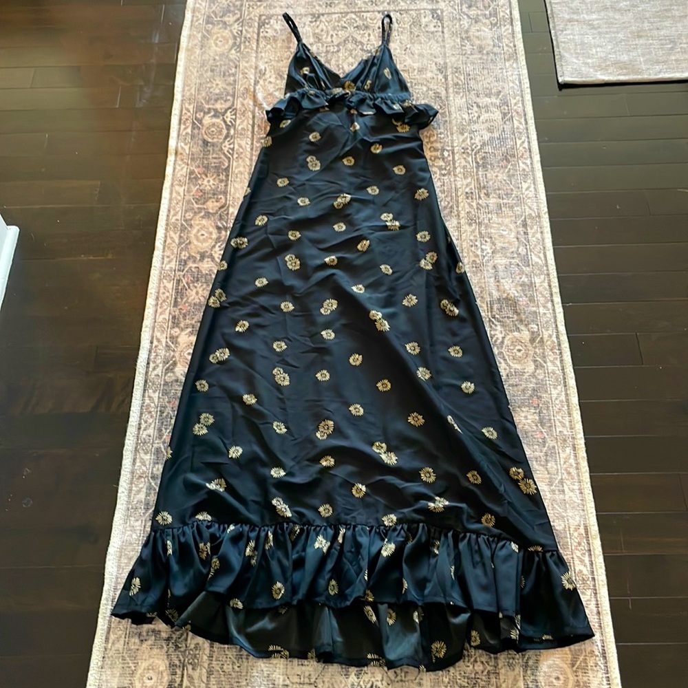 Topshop black floral maxi dress size us 2